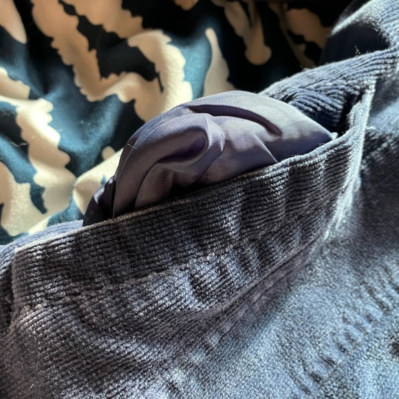 Sashimi blue soft Corduroy jacket w/pockets. Soft, silky white fur-like collar. - Picture 9 of 14